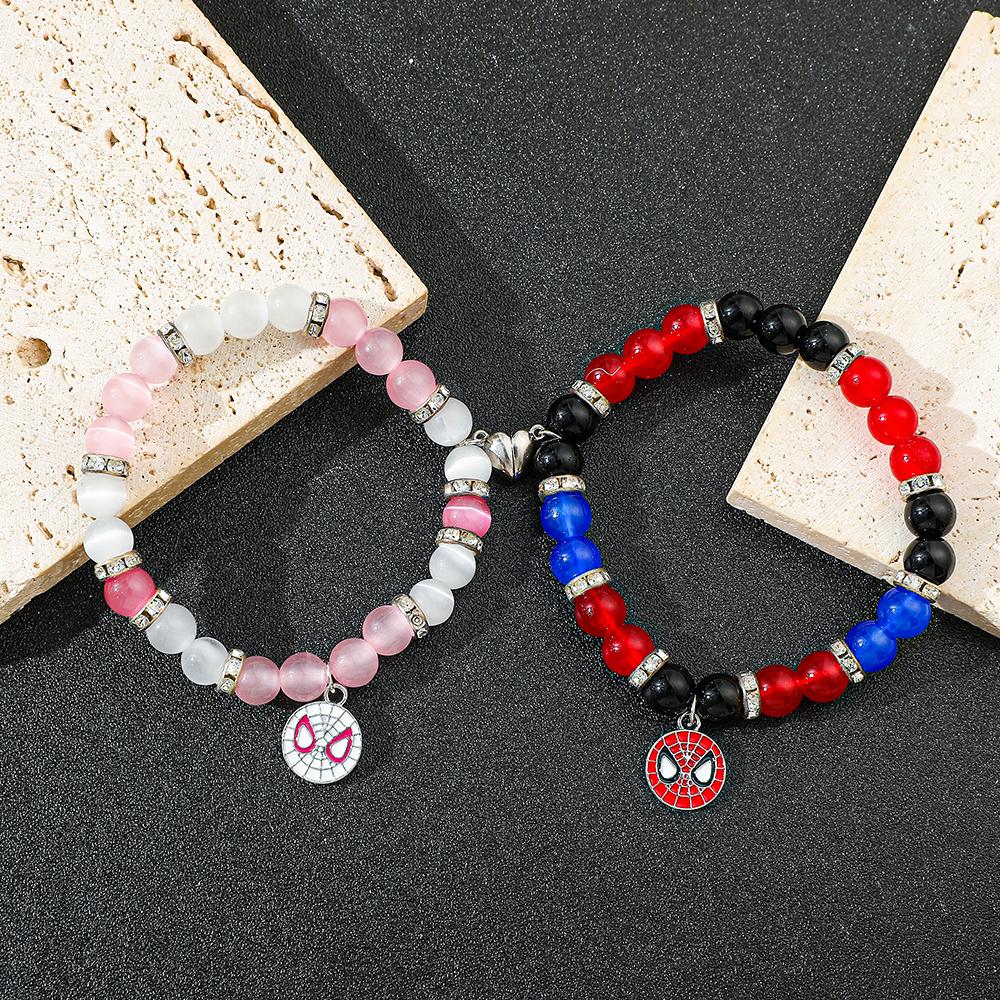 Braccialetti dell'amicizia di Spiderman, Migliore amico Bff, Halloween, Natale, Cordino coordinato, Catena con perline, Braccialetti per coppie, Nuovo,