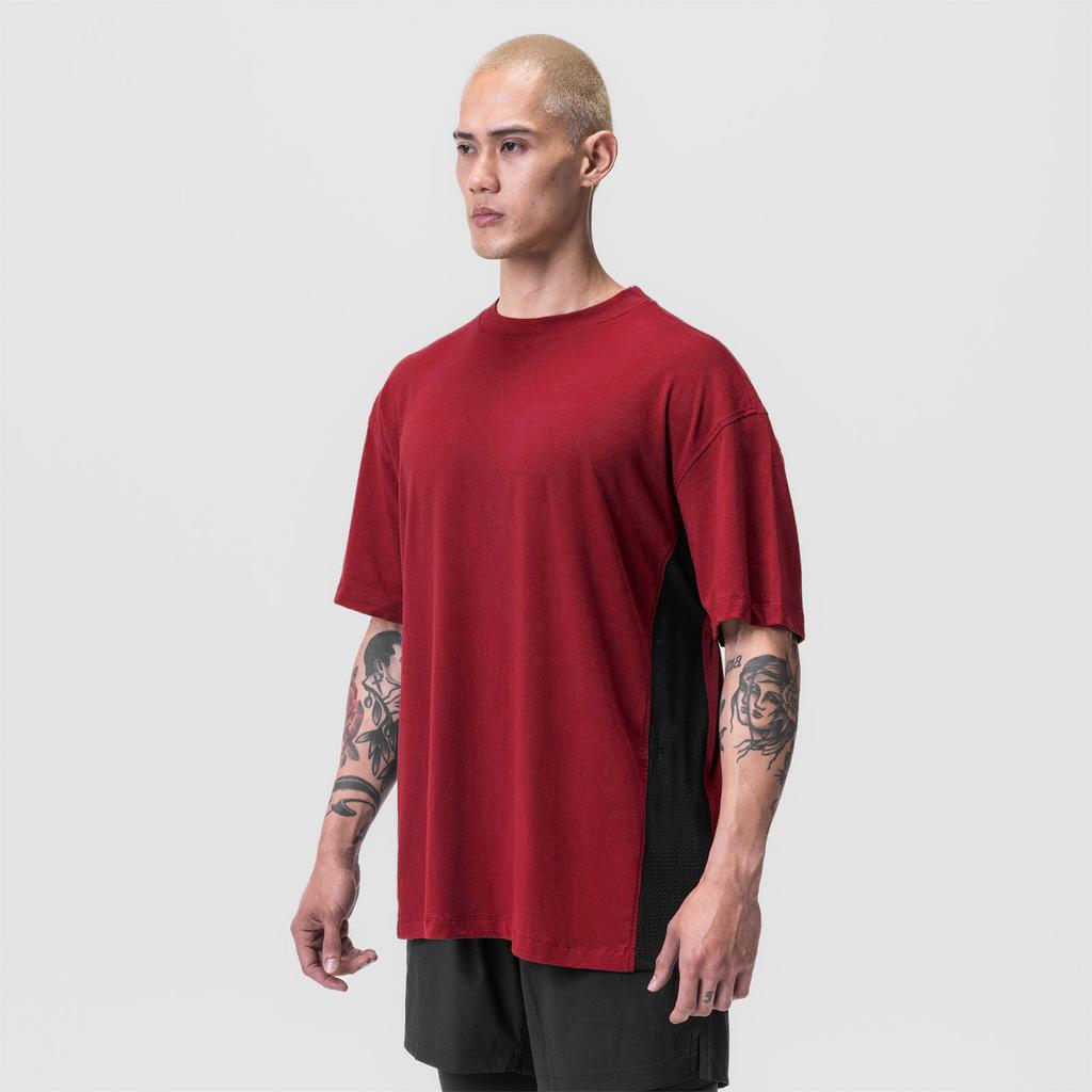 Summer American Sports Fitness Short-sleeved Men's Mesh Splicing Breathable American Round Neck Loose Solid Color T-shirt