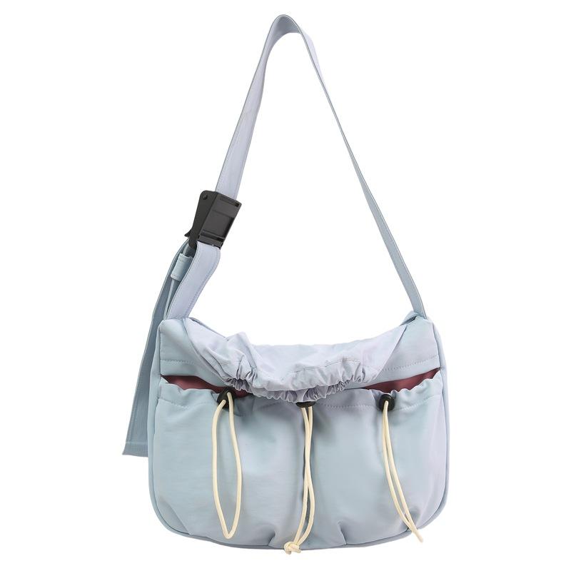 Schoolbag Lightweight Crossbody Bag Large Capacity Wide Shoulder Strap Drawstring Bag Mailer Bag College Student Class Bag Commuter Shoulder Bag