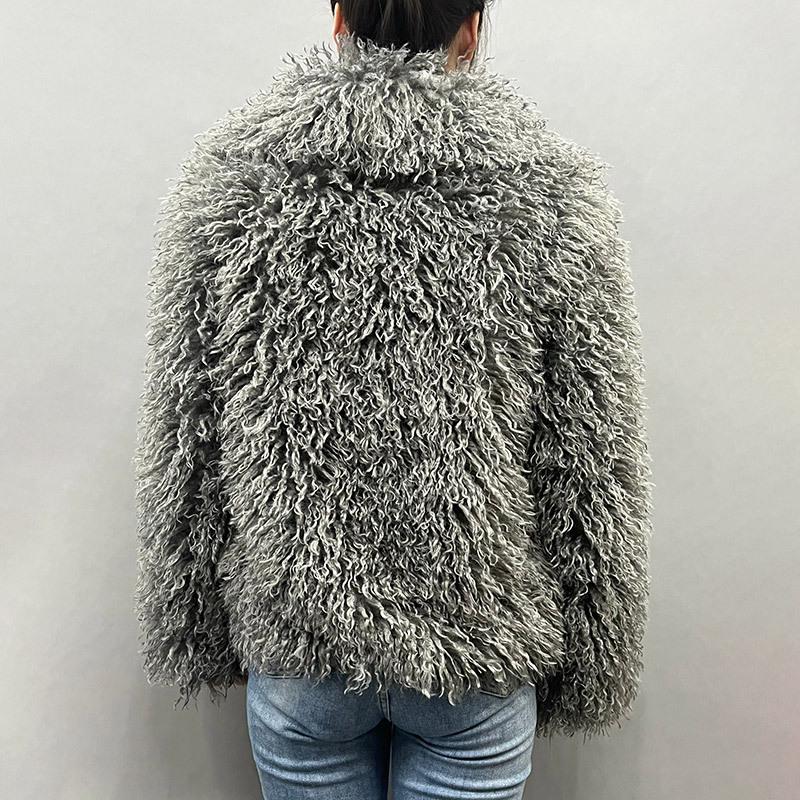 2025 Winter Women's Faux Fur Fleece Coat - European & American Style Imitation Lambskin Top