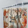 Autumn Leaves Decorative Shower Curtain Deer Squirrel Leaf Print Waterproof Bathroom Decor Modern Design