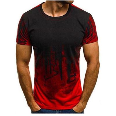 Summer Round Neck 3D Gradient Graphic Print Top Fashionable Casual Short Sleeved Men's T-shirts