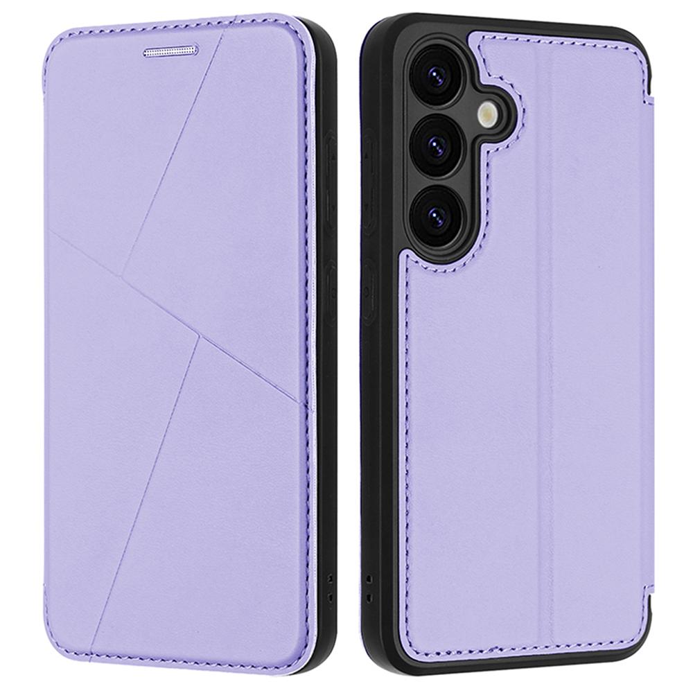 

For Samsung Galaxy S24 Case Magnetic Closure Card Slot Leather Flip Phone Cover Purple