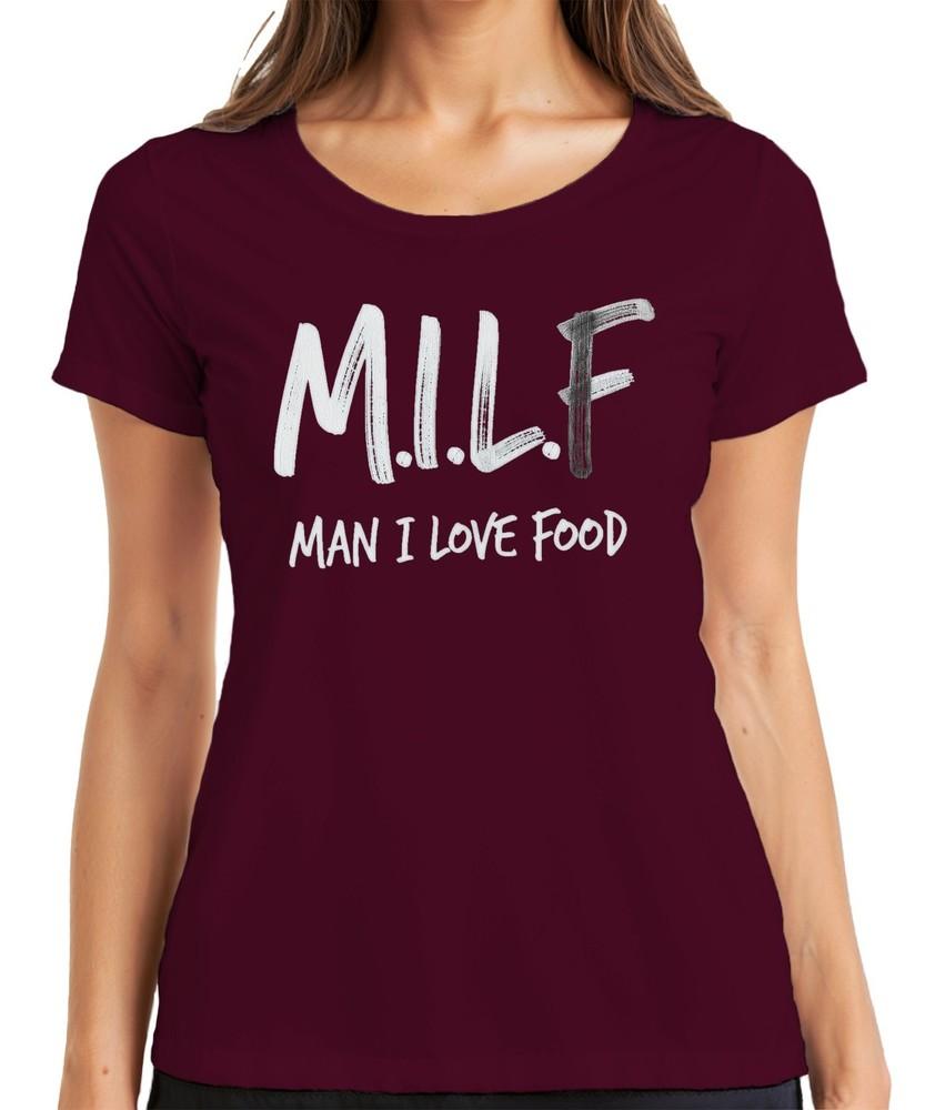 MILF Unisex I Love Food Funny Foodie Gift Birthday Bbq Ladies TShirt