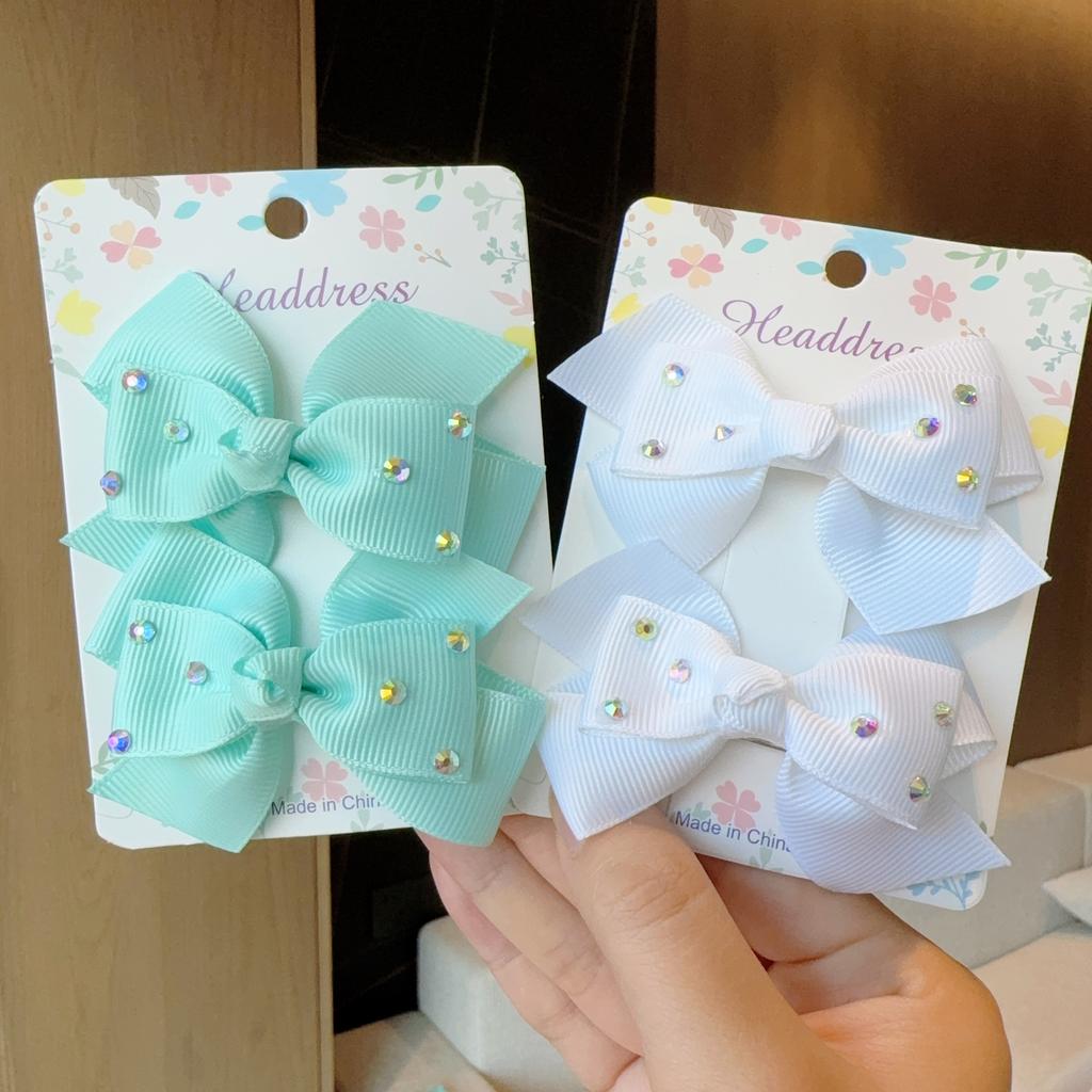 2Pcs/lot Baby Solid Hair Bows Hair Clips Ribbon bow Hairpin for Girl Cheer Bowknot Barrettes Children Headwear Hair Accessories