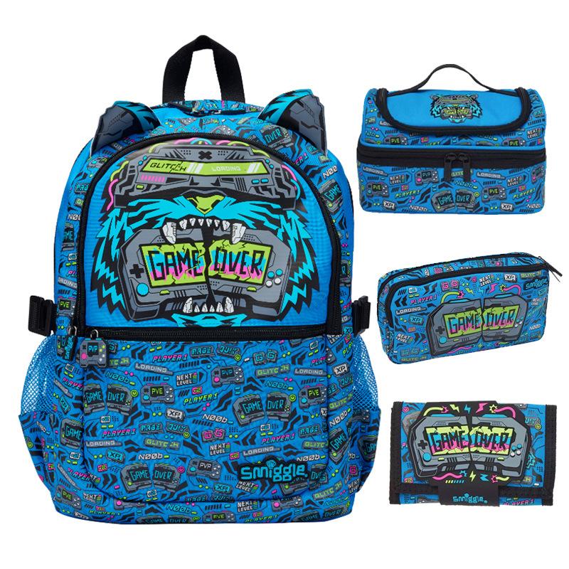 Smiggle Backpack Large Size for Grades 1-6 Students Anti-Scoliosis Comfort School Bag Outdoor Leisure Multi-Function Kids Bookbag