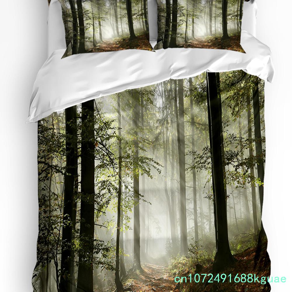 3pcs Bedding Set Canada Lake Landscape Rock Mountain Peaks Trees Duvet Cover Pillow Case Boy Kid Teen Girl Bedding Covers Set