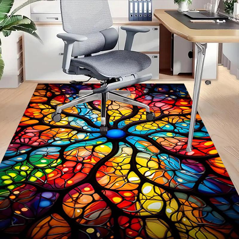 1PC Tree of Life Stained Glass Extra Large Non Slip Floor carpet Office, family, bedroom, Large Area Rug Indoor Rugs, Vibrant Colors