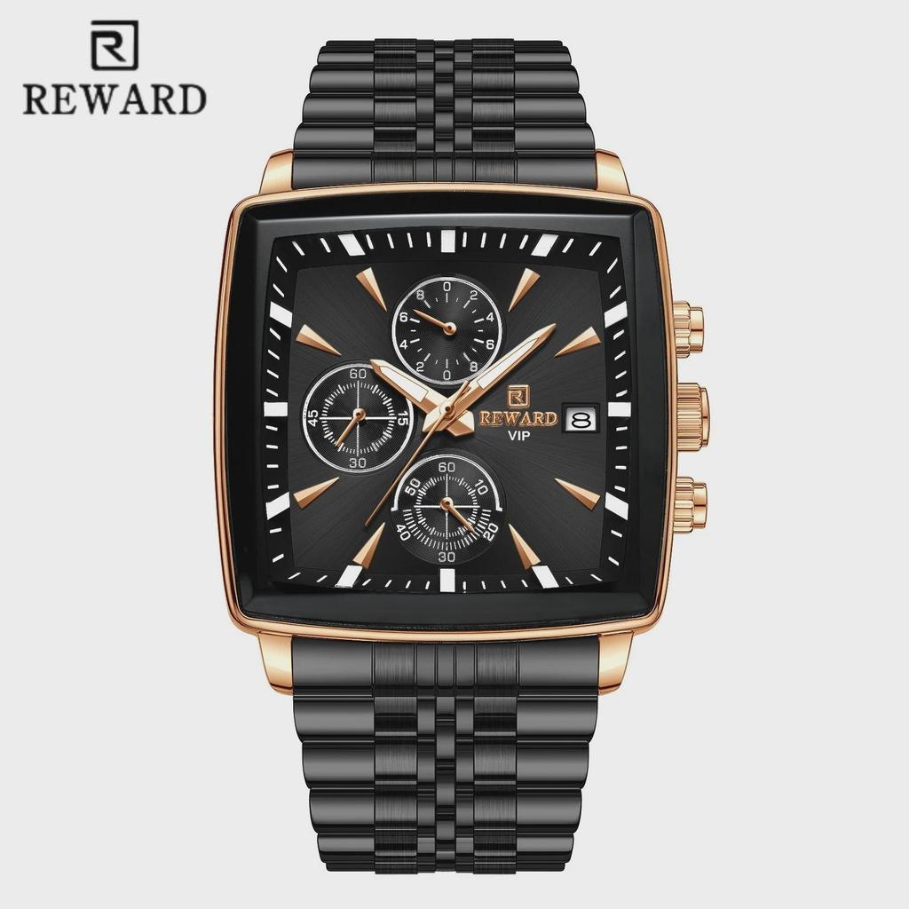 Fashion Square Quartz Watch Men's Luxury Steel Strip Business Date Chronograph Watches