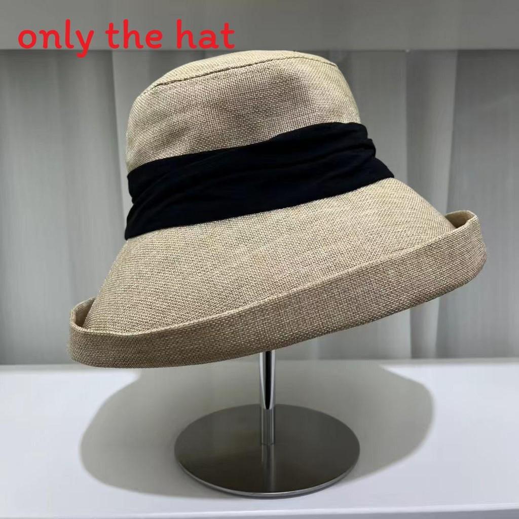 Linen Summer Fisherman Hat With Large Brim And Bow Decoration For Daily Wear