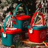 Portable Christmas Gift Box Eve Apple Packing Bag Santa Candy Snack Storage Bucket for Home Xmas Holiday New Year Party Supplies