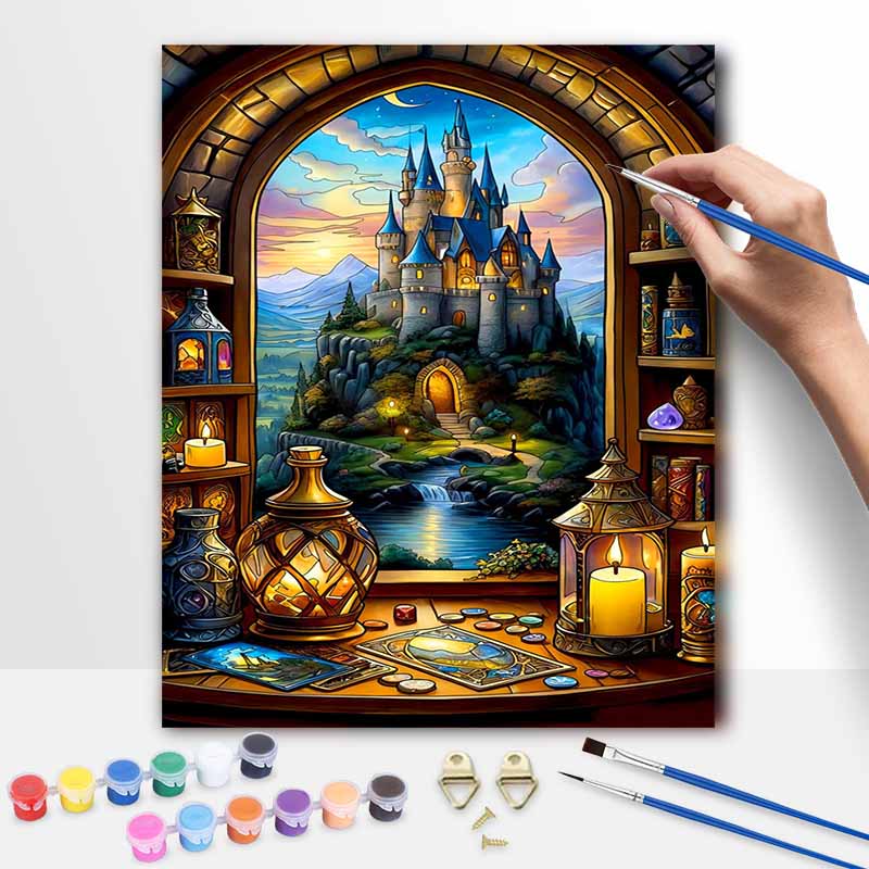 Disney Fantasy Castle Magic Landscape Oil Painting Kit Home Decor Gift 20x30cm