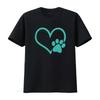 Teal Heart With Paw Print Women S Plus Size T Shirt Black 2X Large Vintage Washed Stylish Graphic Stretched Streetwear Homme