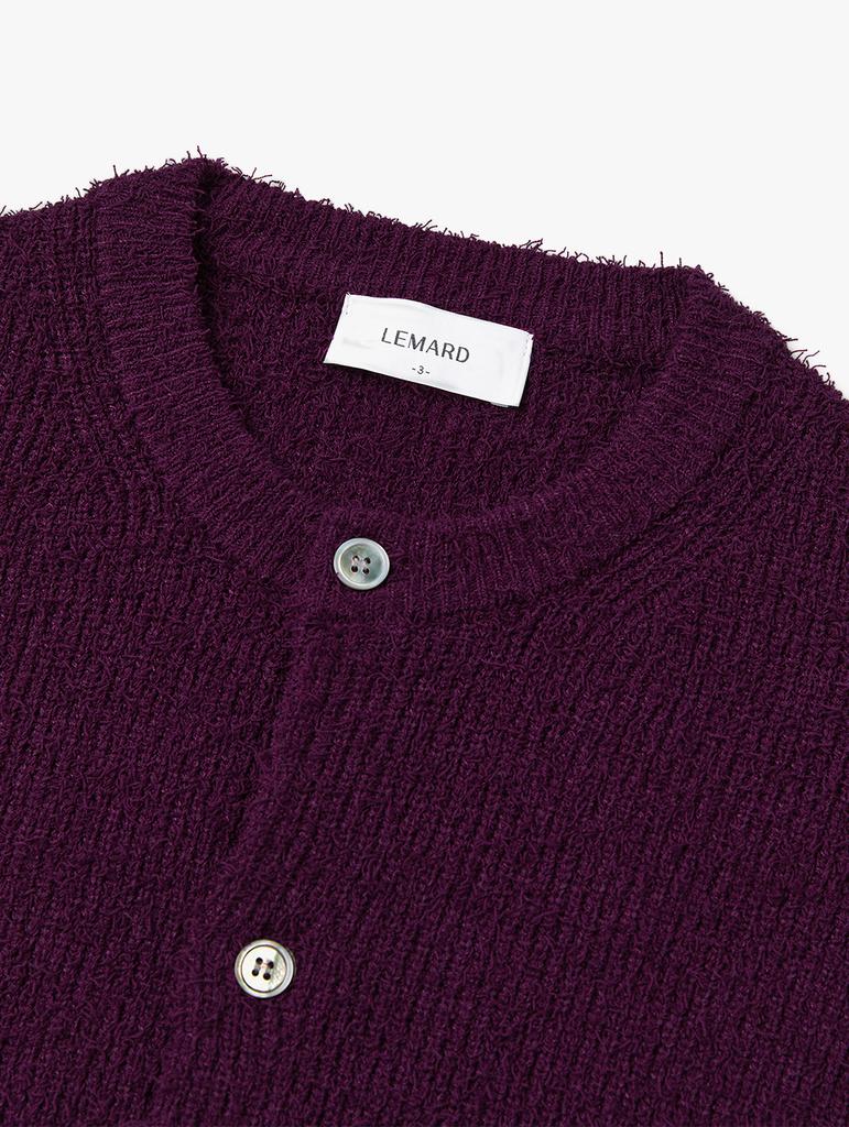 Leumadeu Rough Yarn Round Cardigan - Purple