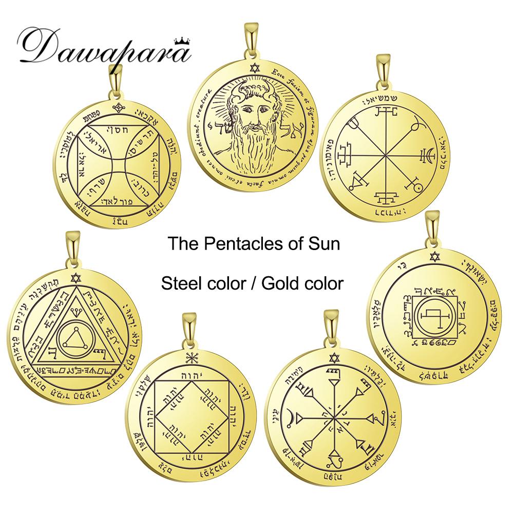 Dawapara Solomon Pendants Pentacle of The Sun Amulet Pendant for Necklaces Stainless Steel Jewelry Talisman Accessories