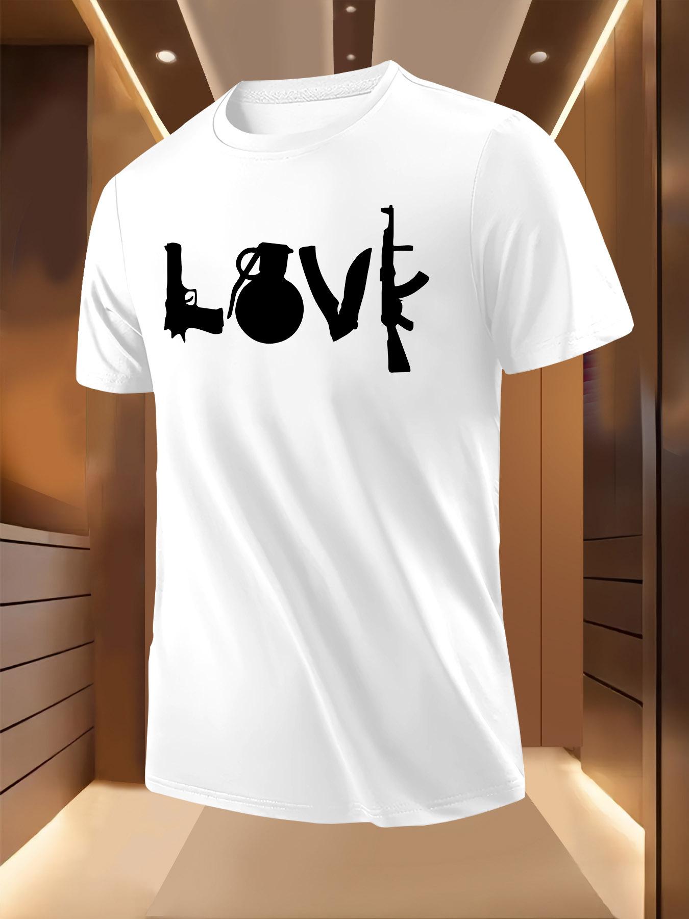 LOVE Gun Print Tshirt - Light Yellow M