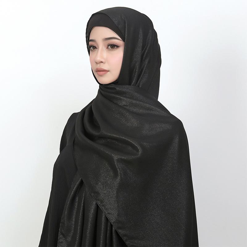 70*175cm Muslim Silver Chiffon Hijab Women Solid Color Scarf Ramadan Long Shawl Plain Soft Turban Wraps Headband