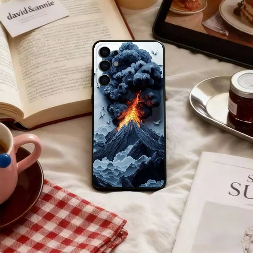 Volcano of Emotions Phone Case For Samsung S25,S24,S21,S22,S23,S30,Ultra,S20,Plus,Fe,Lite,Note,10,Black Cover