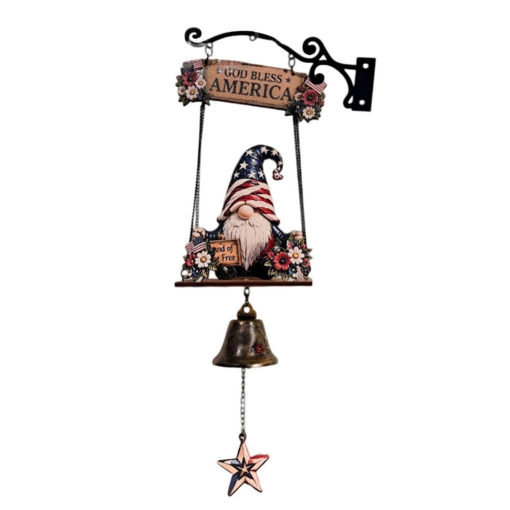 Retro Gnome Welcome Bell Ornament Multi-Purpose Rustic Hand Bell Figurines Crafts Welcome Doorbell Ornament for Entry Home Decor