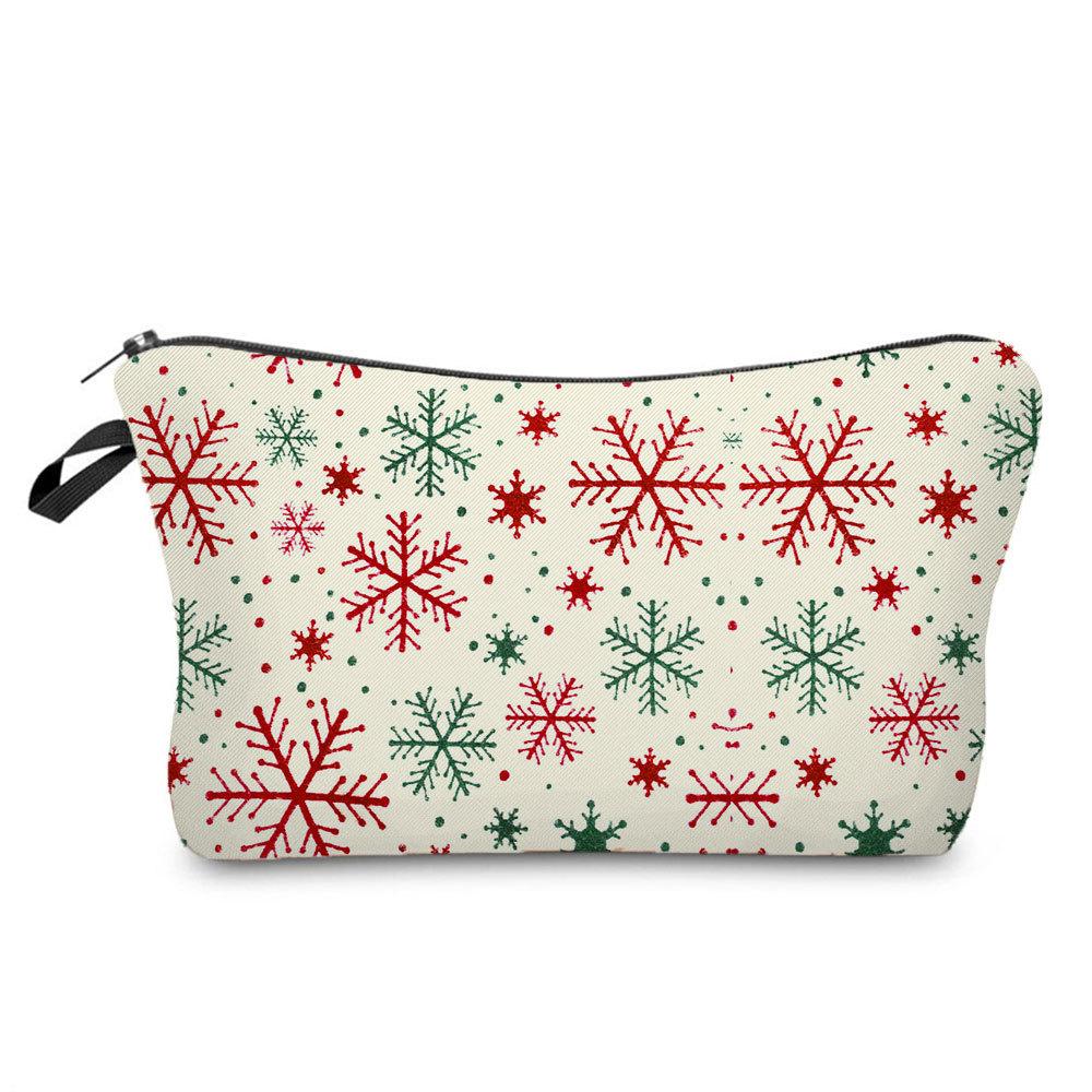 Women Christmas Ornament Print Cosmetic Bag Toiletries Organize Travel Storage Case 6693
