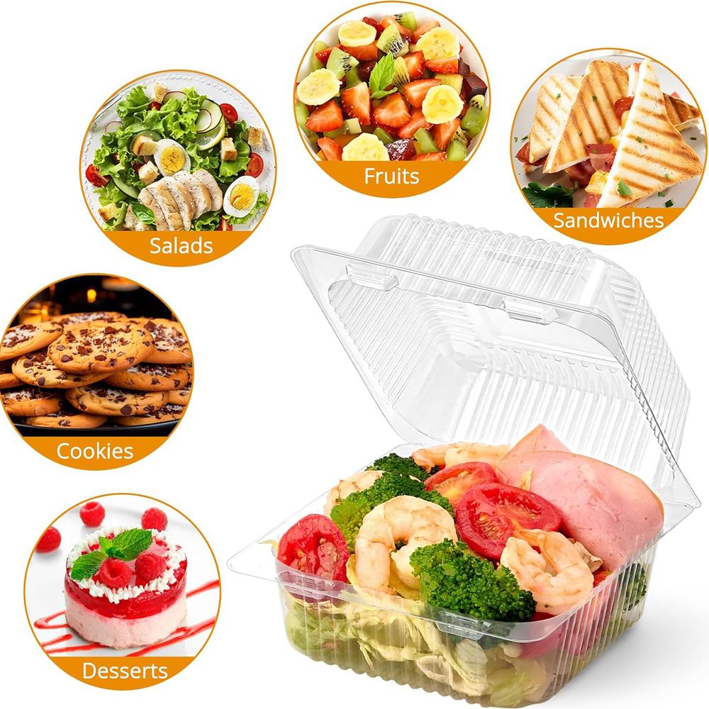 Clear Plastic Containers with Lids for Food, Thickened Disposable Sandwich Containers Clamshell Boxes for Cake Slice, Dessert