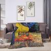 Vincent Van Gogh Cafe Terrace At Night Blanket  Soft Warm Plush Throw Blanket For Home Decor Picnic Flannel Bedspread Bed Cover