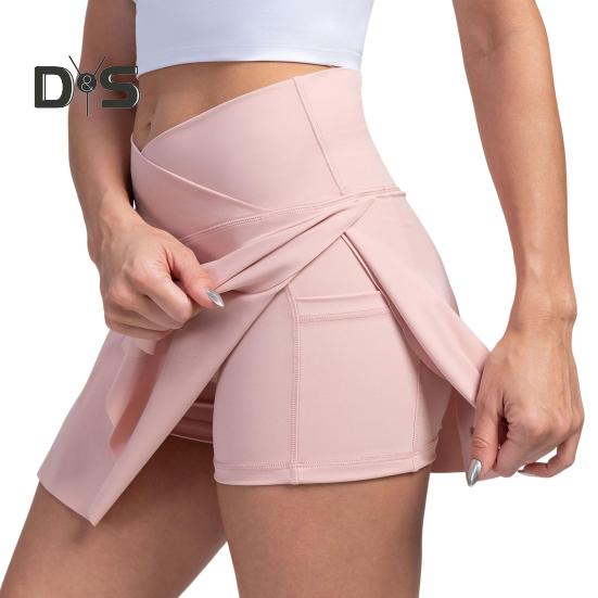 Dámská tenisová sukně s kapsou, vysoký pas, golfová sukně, letní ležérní atletická sportovní běžecká pickleballová cvičební sukně s vnitřními kraťasy