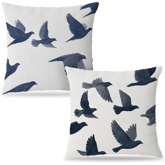 Japanese Emerald Green White Crane Bird Pillow Covers 18x18, Japandi Home Decor, Traditional Oriental Asian Minimalist Birds Pillow Cover Pillowcase