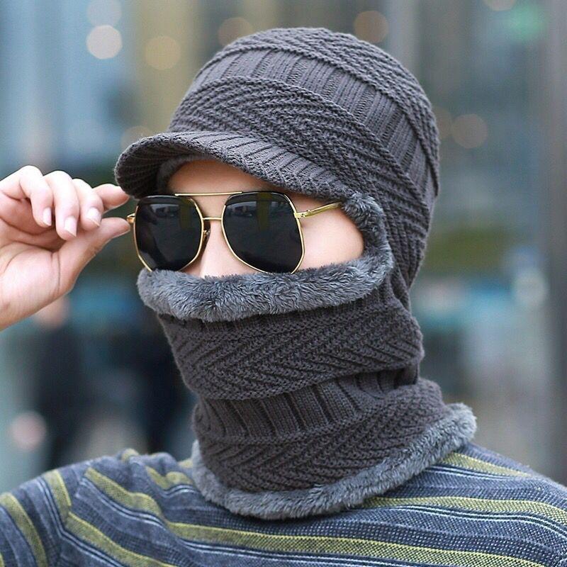 Hat men's winter tide cycling windproof ear protection wool knitted hat winter velvet cold protection warm cover hat