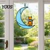 Decorative Hanging Ornament Acrylic Cat Pendant with Chain, Animal for Window Crescent Wall Decor, Cute Lover Gift Home Room Decoration Light