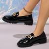 Fashion Women's Fashion Thick Heel Loafers Spring New Round Head Deep Bow Soft Sole Anti-slip Wear-resistant Single Shoes