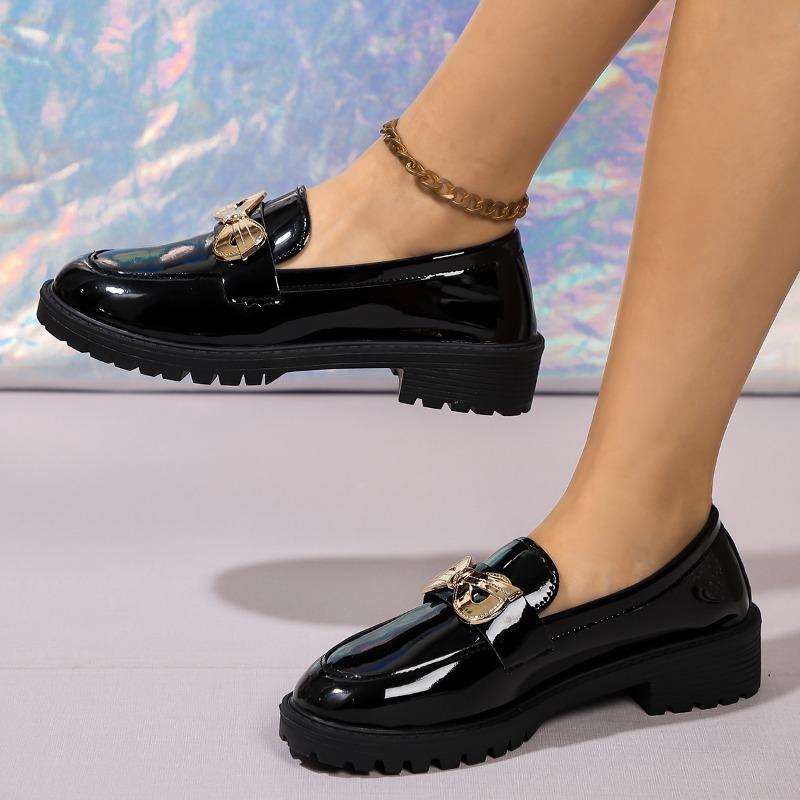 Fashion Women's Fashion Thick Heel Loafers Spring New Round Head Deep Bow Soft Sole Anti-slip Wear-resistant Single Shoes