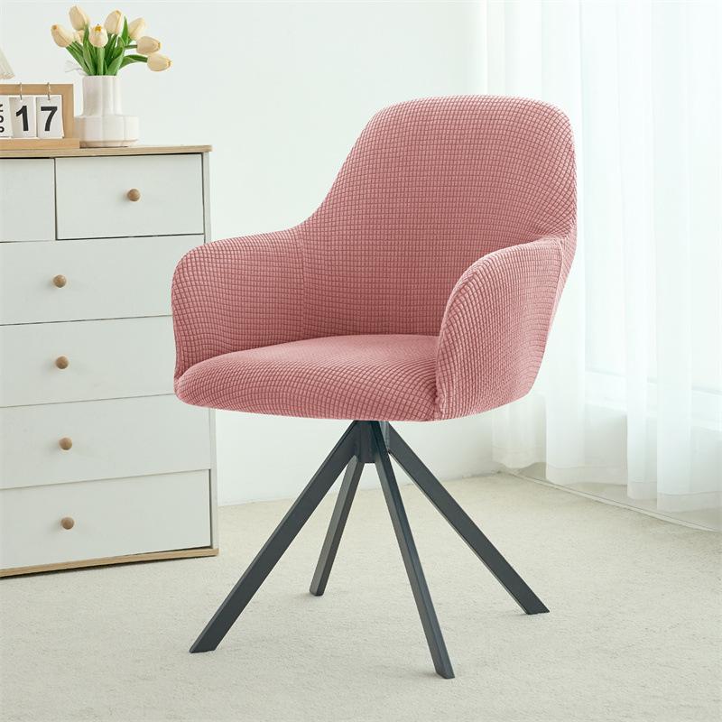 Nordic Style Universal Semi-Circular Dining Chair Cover with Fully Enclosed High Curved Armrests