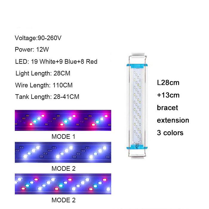 L18/28/38/48cm LED Aquarium Light for Plants,Plug In Full Spectrum Fish Tank Light with Extendable Brackets for Freshwater