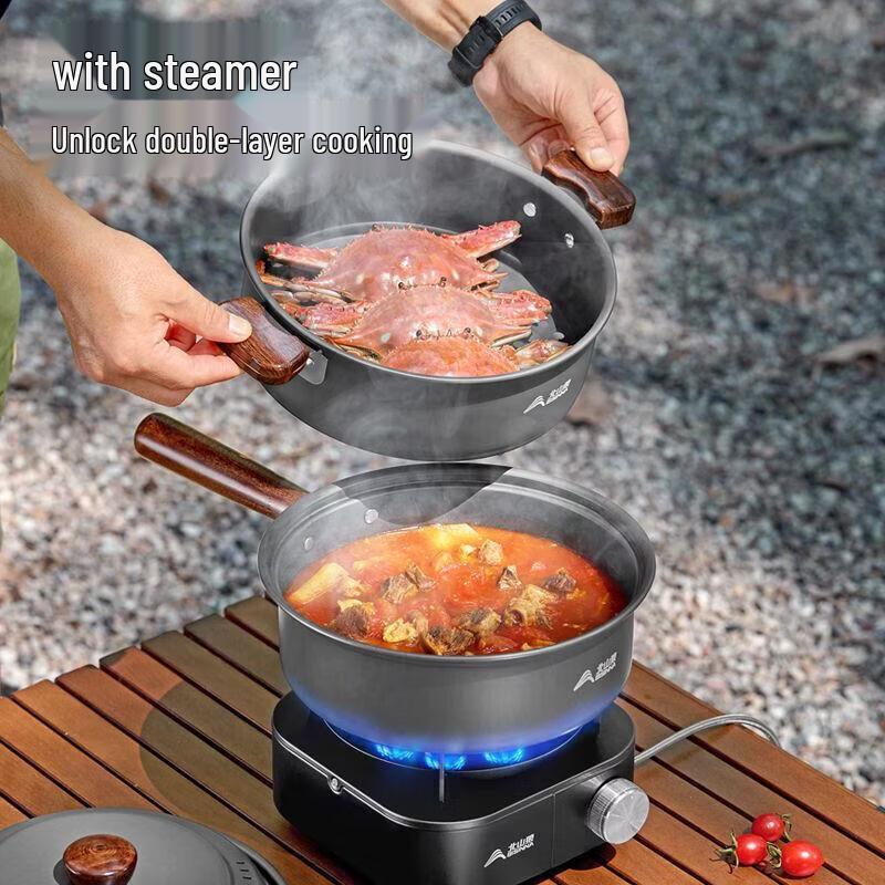 Beishanlang Aluminum Alloy Outdoor Camping Cookware Set with Beechwood Handle