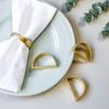 D Shape Design Polished Half Circle Napkin Ring Creative Napkin Clip Matte Gold Holder Fine Dining Tableware Decor