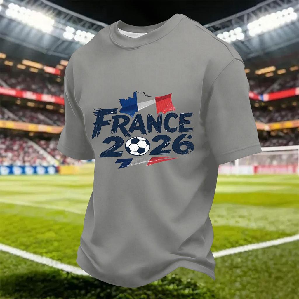 Men's Quick Dry Short Sleeve T-Shirt with Soccer Print, Breathable Mesh, Lightweight, Neck, Casual