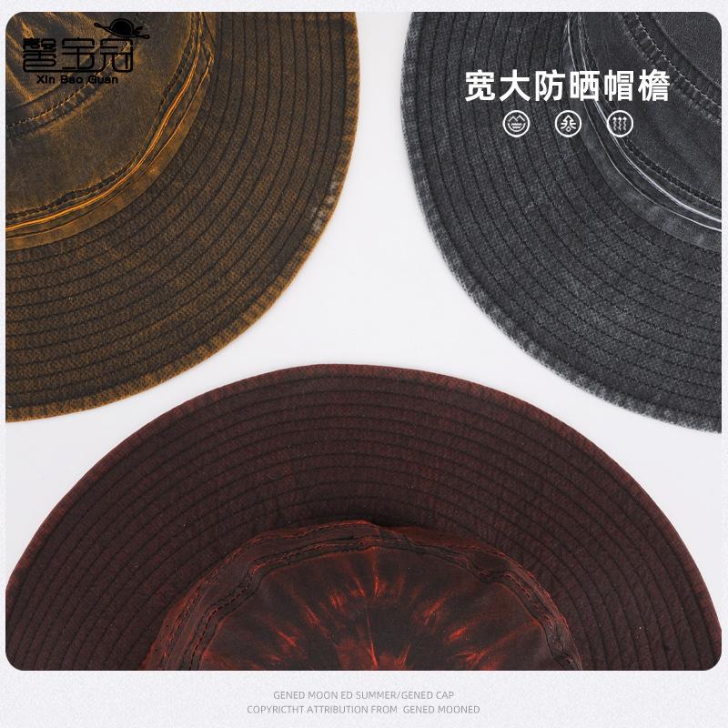 Spring and Summer Outdoor Mountaineering Fishing Visor Big Brim Breathable Bucket Hat British Retro Denim Sunscreen Hat