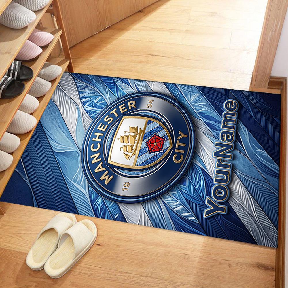 Manchester City 19 Personalized Text Area Rug Suitable for Balcony Dormitory Entryway Outdoor Antislip Carpet Decorate Offices Best for Christmas