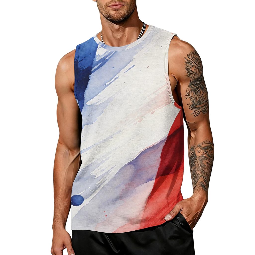 Ärmelloses Herren-Tanktop mit Print, atmungsaktive Sportweste, lockere Passform, Sommer-Sportshirt für Outdoor-Aktivitäten