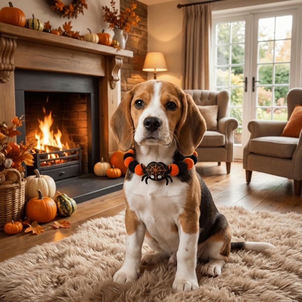 Adjustable Rope Orange Dog Collar Soft Cat Collar Cute Halloween Pet Collar Party
