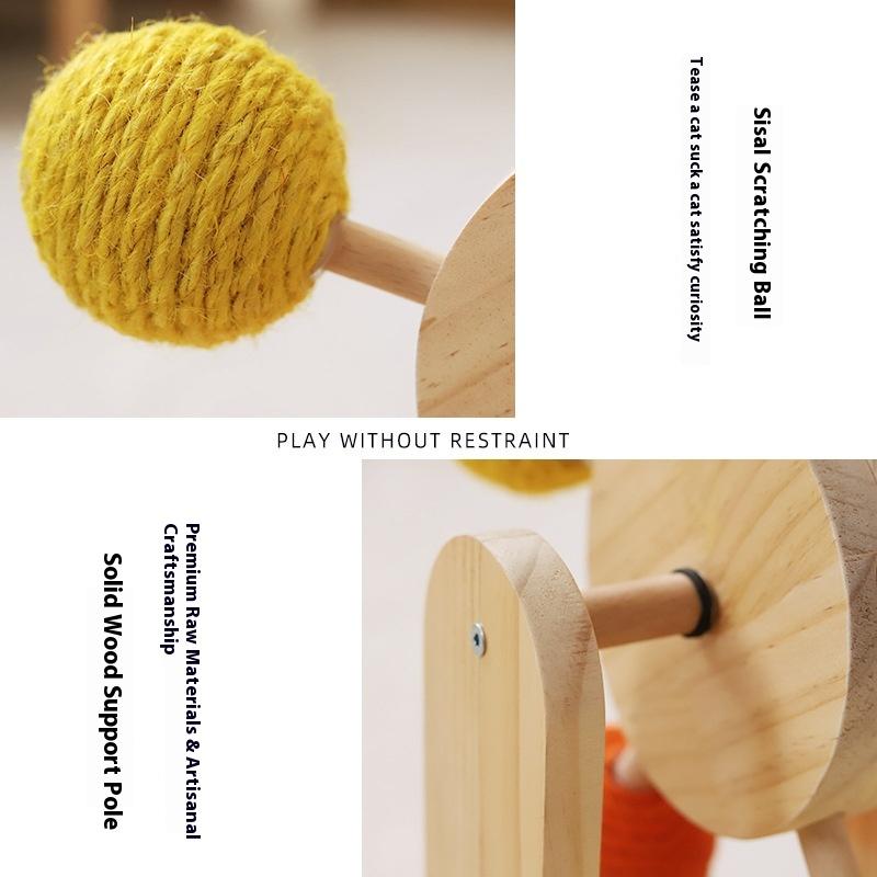Cat Scratching Board Solid Wood Turntable Sisal Grinding Claws To Amuse the Cat Without Falling Crumbs Cat Toy