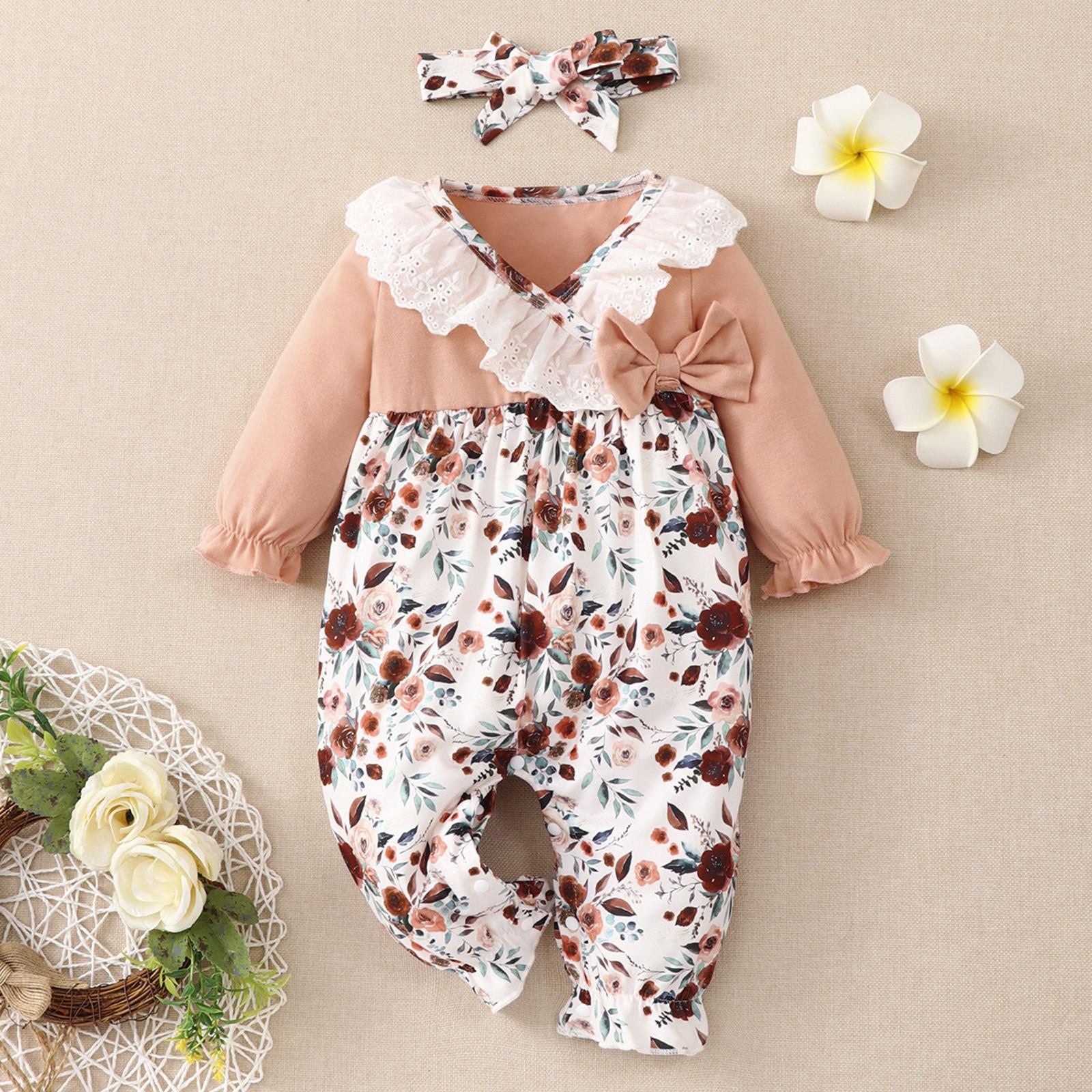 

Милый клетчатый комбинезон с длинными рукавами и повязкой на голову для новорожденных мальчиков и девочек 6 розовый