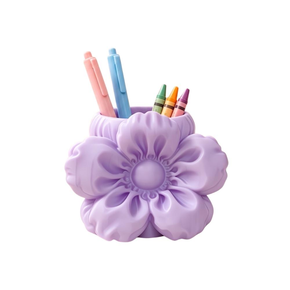 Makeup Brush Bin 3D Printed Pen Stand Desktop Organizer Simulation Floral Model Office Desktop