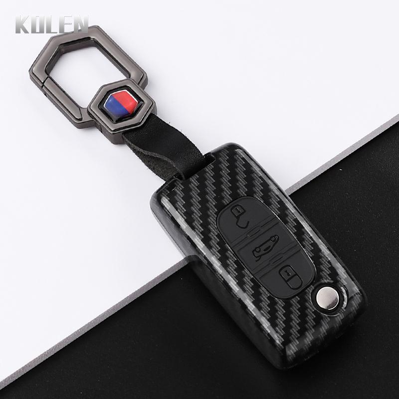 Abs Carbon Fiber Style Car Key Case Cover For Peugeot 107 207 307 308 407 607 3008 5008 For Citroen Xsara Picasso C5 C6 C8 Fob