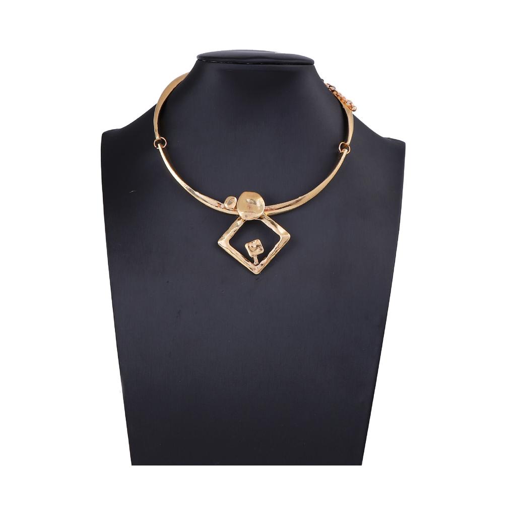 Personality Retro Trend Punk Niche Design Sense Irregular Articulation Geometric Round Alloy Necklace Women