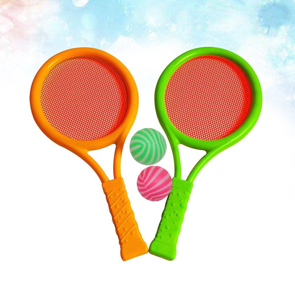 Badminton Rackets Balls Set Compact Lightweight Sturdy Handle Elastic Net Outdoor Indoor Sports Game for Kids Boys Girls