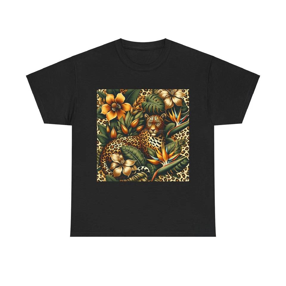 Unisex Adult T Shirt Leopard Print Tropical Design Adventure S