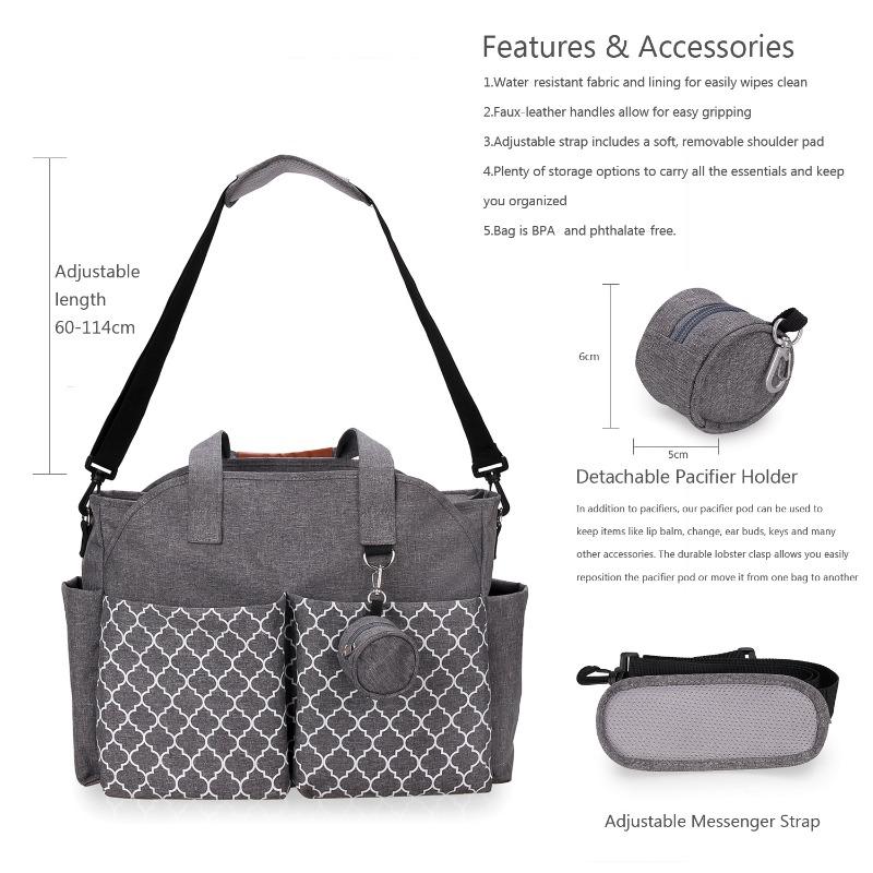 New Handbag/Shoulder Diaper Bag with Pacifier Pouch for Maternity and Baby Travel & Outdoor Use