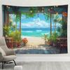 Hanging Wall Tapestry with Quiet Scenery by the Sea, Coastal Decoration for the Living Room, Fabric Art Overlooking the Ocean for the Home, Inspired